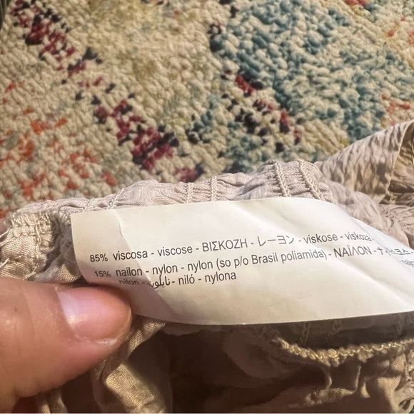 ZARA CROP TOP XSMALL LIGHT TAN BROWN HALTER CROPPED TANK RUCHED DRAPED SMOCKED - Picture 8 of 8